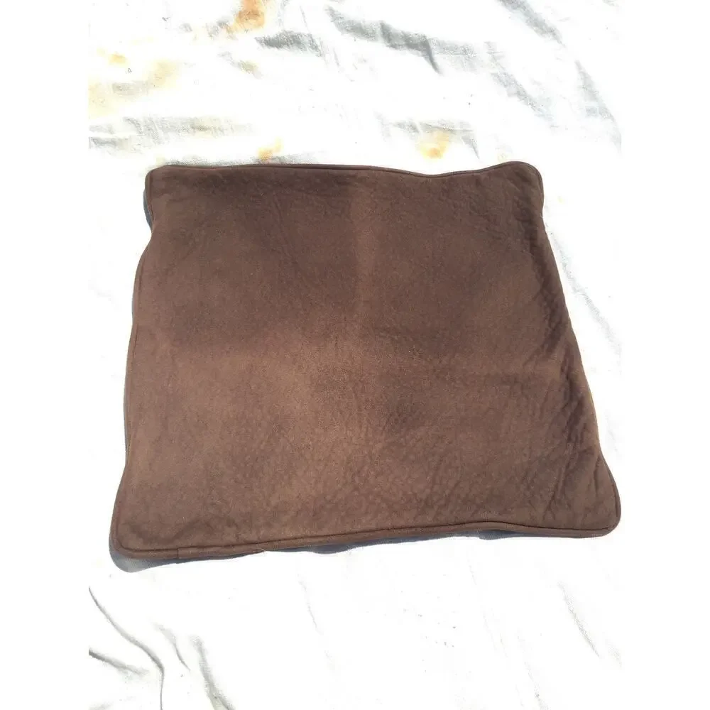 Square pillow cover dark brown 17” 17 in faux suede western farmhouse country